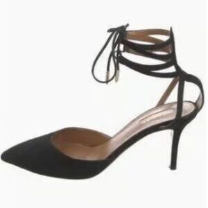 Aquazzura Suede D'Orsay Pumps Black Size 8.5